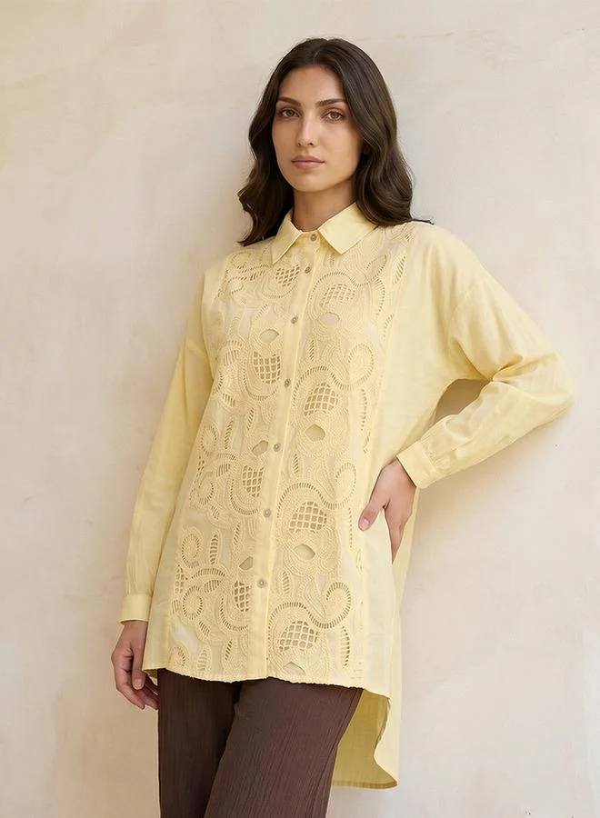 Iconic Iconic Cotton Shirt High Low Hem