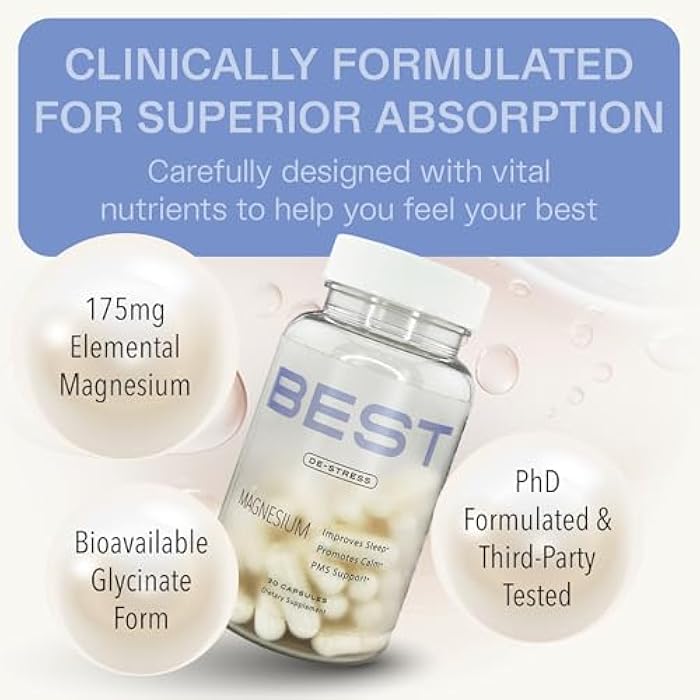 Best Supplements BEST Magnesium Glycinate Supplement for Women - High Absorption, Breakthrough for Sleep, Stress - Menopause Symptoms, Magnesium for Women Over 40 - Gentle on Stomach, Non-GMO, Vegan - 30 Day Supply - Image 3