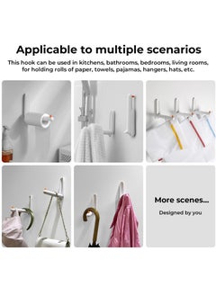 KASTWAVE 2 Pack Wall Hooks, Adhesive Hooks for Walls No Damage, Coat Hook with Specially Customized Sealant, Sticky Hooks for Hanging Hangers, Towels, Bags, Clothes, Bathrobes, Paper Rolls  - Image 4