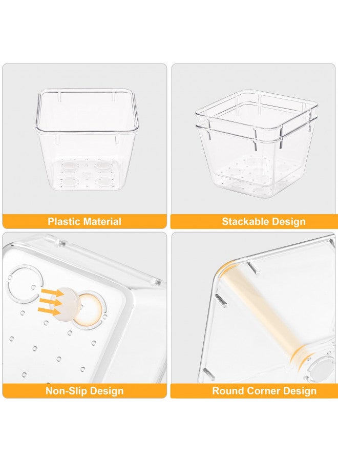 SMARTAKE 22-Piece Drawer Organizer with Non-Slip Silicone Pads, 5-Size Clear Desk Drawer Organizer Trays Storage Tray for Makeup, Jewelries, Utensils in Bedroom Dresser, Office and Kitchen, Clear - Image 3