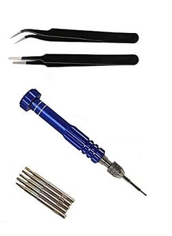 Axtella Wroughton Tool kit 5 in 1 For All Mobiles Repair Screwdriver Set With Set of 2 ESD Non Magnetic Tweezers Flat Curved  - Image 1