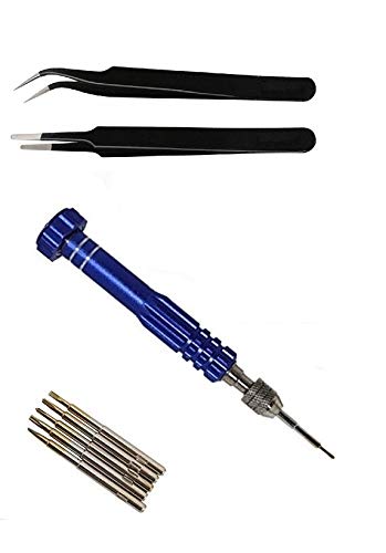 Axtella Wroughton Tool kit 5 in 1 For All Mobiles Repair Screwdriver Set With Set of 2 ESD Non Magnetic Tweezers Flat Curved  - Image 1