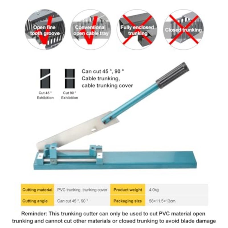 HCLSHOP PVC Trunking Cutter Heavy Manual Plastic Wiring Duct Cutting Machine 45° 90°Angle Adjustable Cutting Machine Electrician Special Cutting Device - Image 2