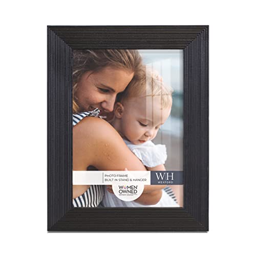 Renditions Gallery 3.5x5 inch Picture Frame Modern Style Wood Pattern and High Definition Glass Ready for Wall and Tabletop Photo Display, Black Frame - Image 2