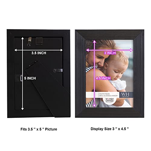 Renditions Gallery 3.5x5 inch Picture Frame Modern Style Wood Pattern and High Definition Glass Ready for Wall and Tabletop Photo Display, Black Frame - Image 3