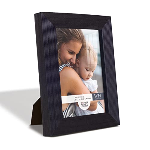 Renditions Gallery 3.5x5 inch Picture Frame Modern Style Wood Pattern and High Definition Glass Ready for Wall and Tabletop Photo Display, Black Frame - Image 1