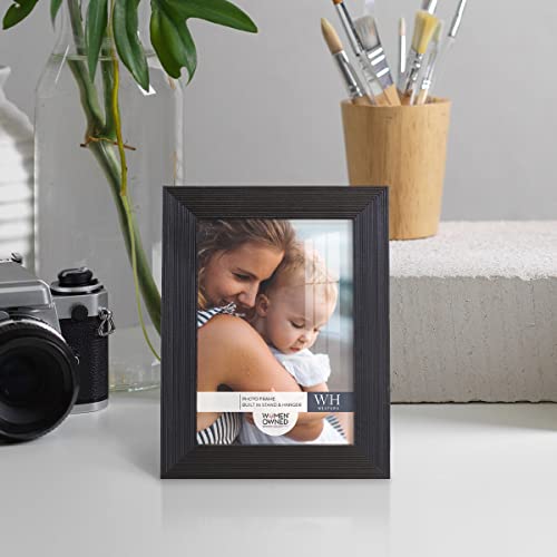 Renditions Gallery 3.5x5 inch Picture Frame Modern Style Wood Pattern and High Definition Glass Ready for Wall and Tabletop Photo Display, Black Frame - Image 4