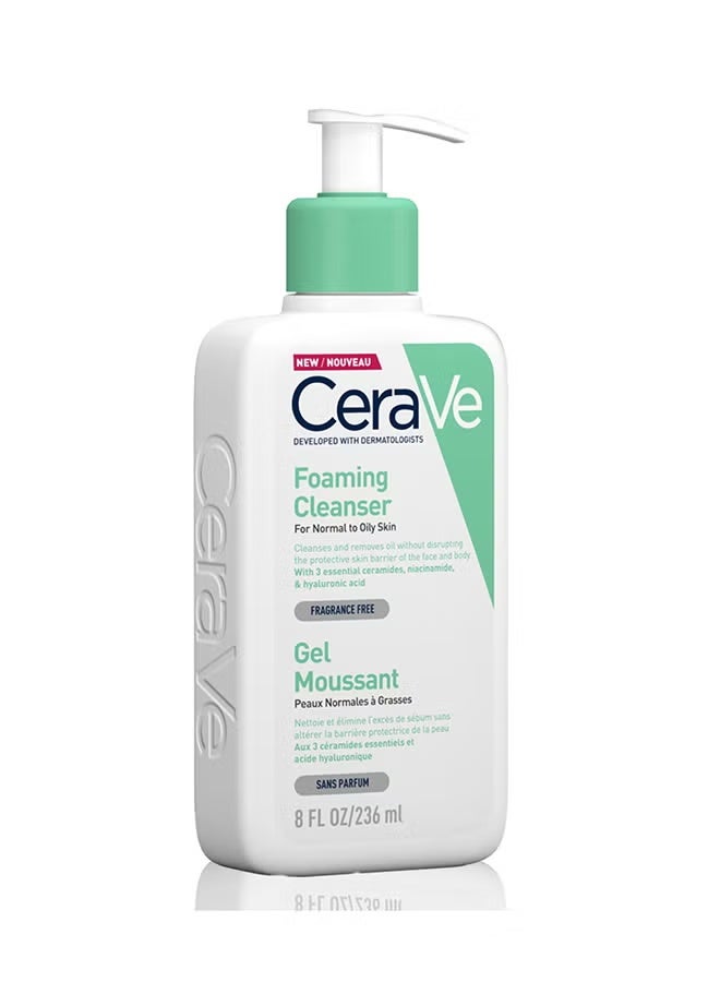 سيرا في غسول رغوي للبشرة العادية إلى الدهنية مع حمض الهيالورونيك 236ملليلتر - Image 2