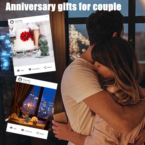 gemshan Valentines Day Gifts for Him Her: Hugging Couple Statues, Natural Jade Statue Decoration for Home Office、 Living Room、Bedroom、 Shelf 、 Green Home Decor - Image 4