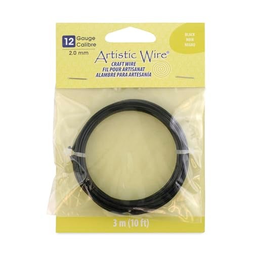 Artistic Wire, 12 Gauge Tarnish Resistant Colored Copper Craft Wire, Black, 10 ft - Image 1