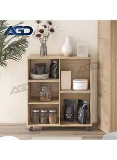 AGD Multifunctional Coffee Corner Storage Cabinet with Open Storage Shelves, Perfect for Home Office or Kitchen, Brown  - Image 4