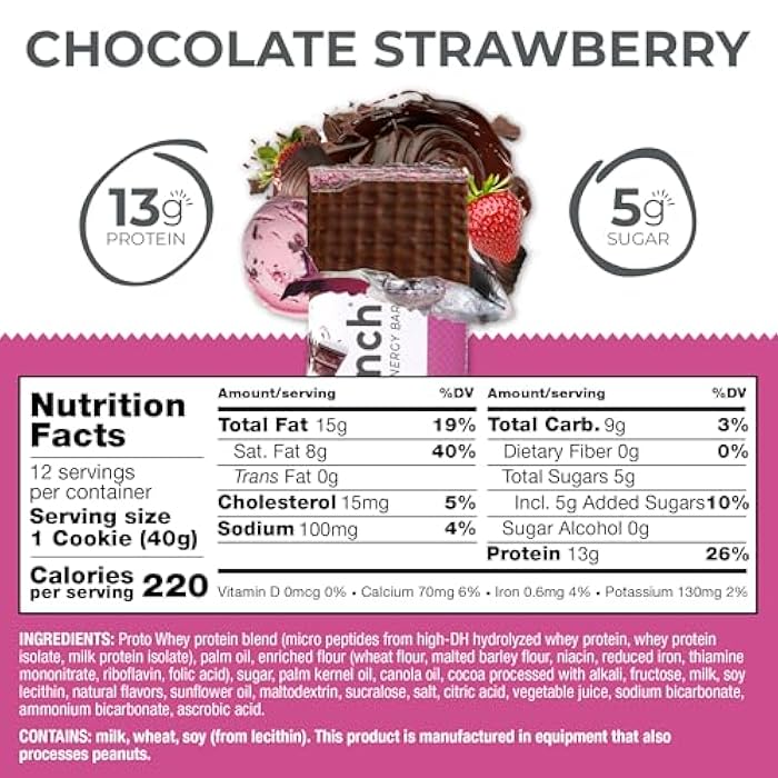 Power Crunch Protein Wafer Bars, High Protein Snacks with Delicious Taste, Chocolate Strawberry, 1.4 Ounce (12 Count) - Image 2