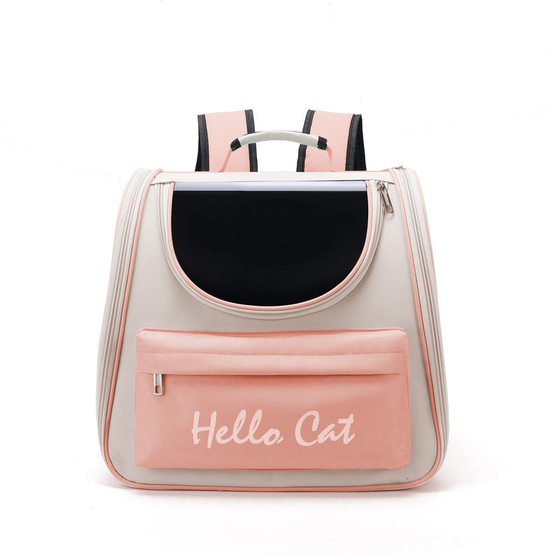 Pet Cute Foldable Capsule Backpack For Small Medium Cats Puppies Dogs Transparent Breathable Heat Resistant Carry Bag For Travel Hiking Camping Pink - Image 1