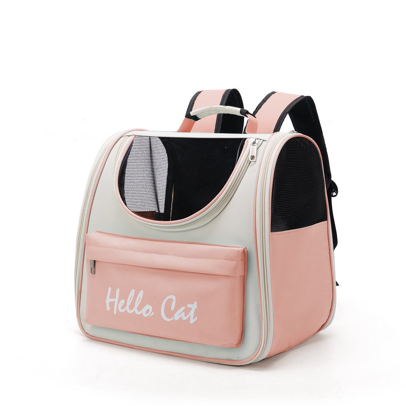 Pet Cute Foldable Capsule Backpack For Small Medium Cats Puppies Dogs Transparent Breathable Heat Resistant Carry Bag For Travel Hiking Camping Pink - Image 2