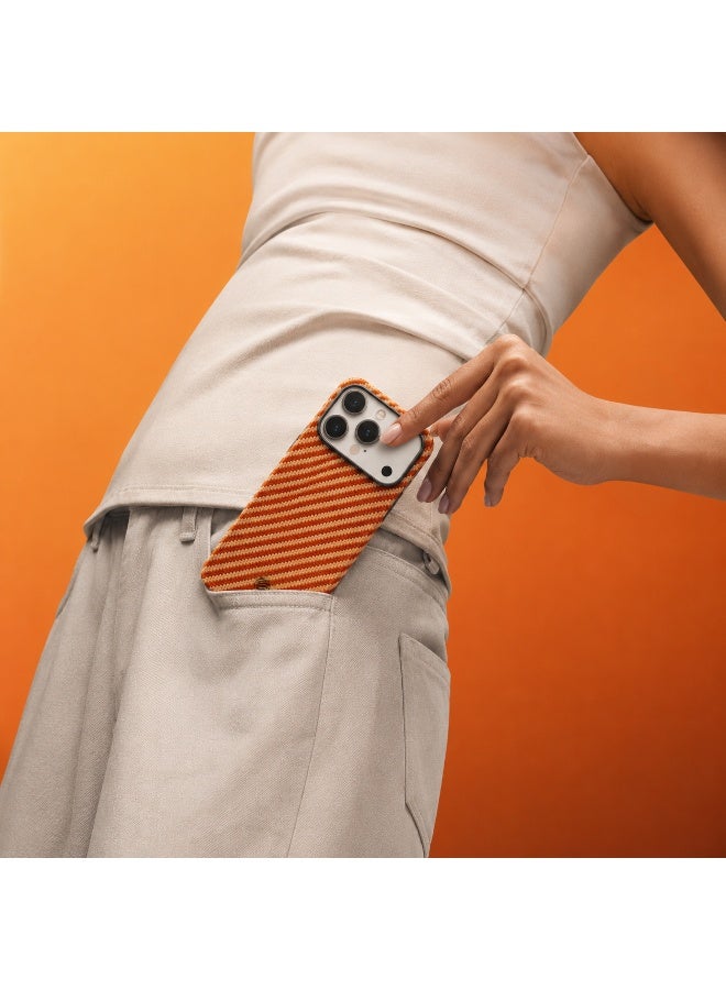 FIFTH ELEMENT AURA Aramid Air MagSafe Case for iPhone 17 Pro, Ultra-Slim Kevlar-Style Protective Cover – Orange - Image 4