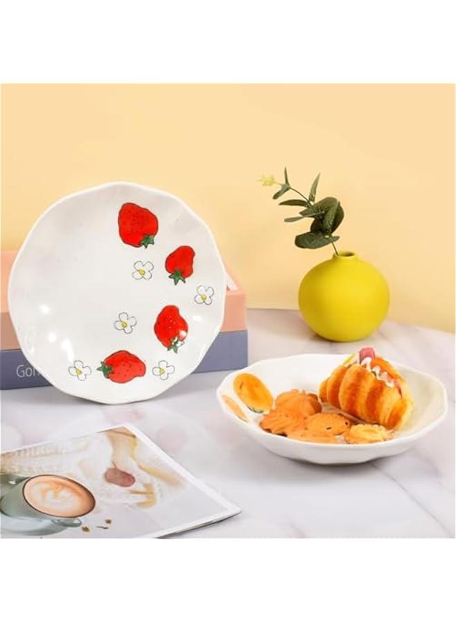 أطباق سلطة، أطباق عشاء، وعاء حلوى وخفيفة مصنوع يدوياً من السيراميك، طبق بقطر 8 بوصات مصنوع من الحجر من أجل المطبخ المنزلي وديكورات الحفلات، صالح للاستخدام في الميكروويف وغسالة الصحون (فراولة) - Image 4