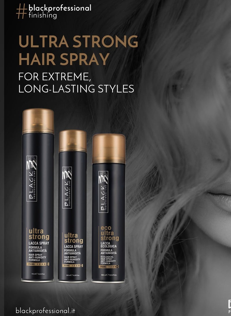 BLACK PROFESSIONAL LINE Black Professional Ultra Strong Hair Spray 75ml - Long-Lasting Hold - Image 4