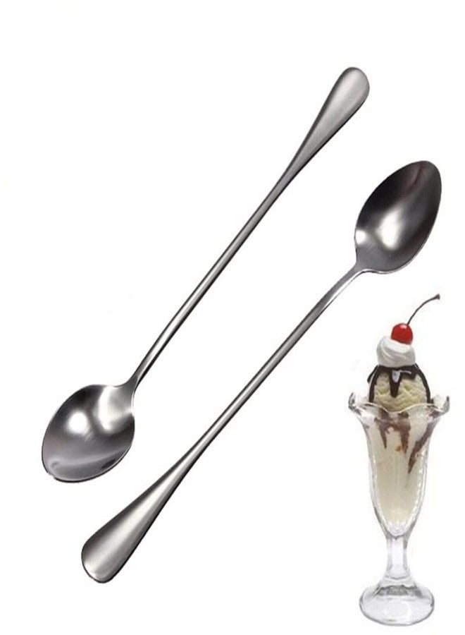 VishList Long Handle Spoon, Coffee Stirrers, Premium Stainless Steel Coffee Spoons, Ice Tea Spoons, Ice Cream Spoon, Cocktail Stirring Spoons, Tea Spoons Pack of 2 pcs - Image 1