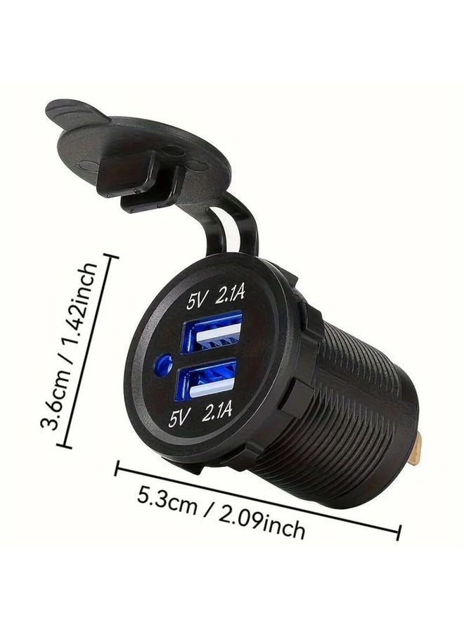 1PC Black Dual USB Car Charger Socket 12V 24V Mobile Phone Adapter for Car Motorcycle Truck RV - Image 4