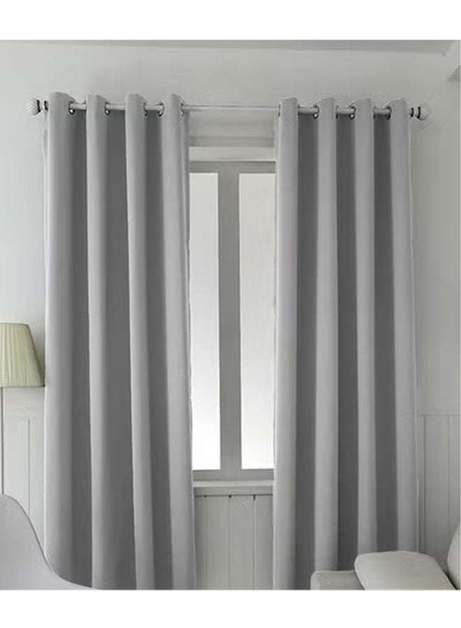 2 Pieces of Blackout curtains, household soundproof and heat insulating curtains,with perforated top, suitable for bedroom and living room, 132 * 240cm,grey