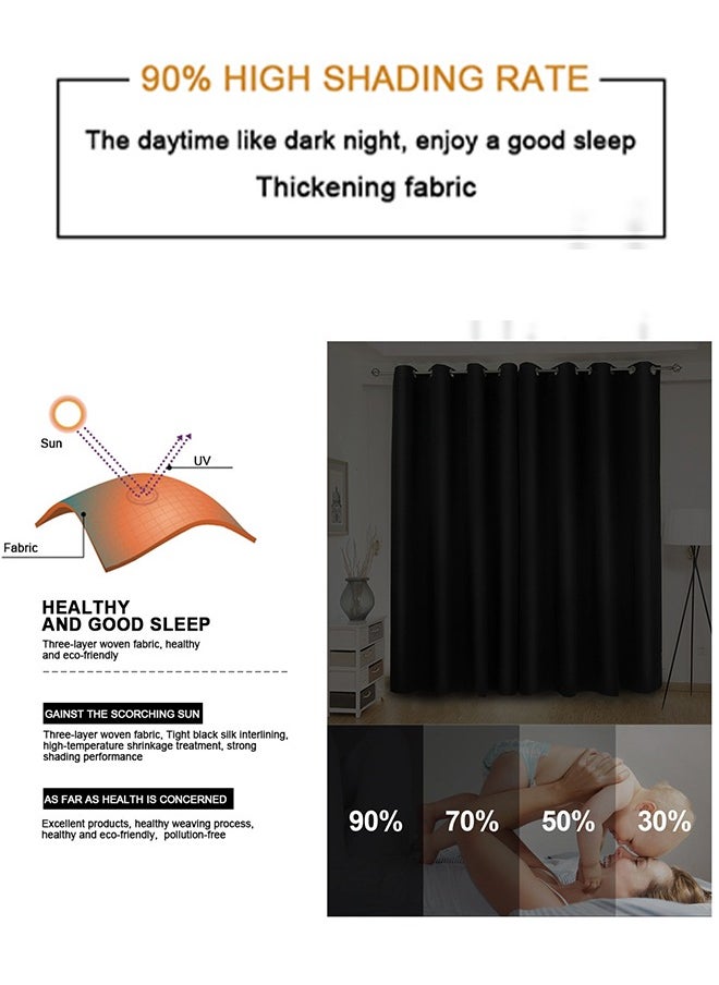 DUNISO 2 Pieces of Blackout curtains, household soundproof and heat insulating curtains，with perforated top, suitable for bedroom and living room, 132 * 240cm,grey  - Image 3