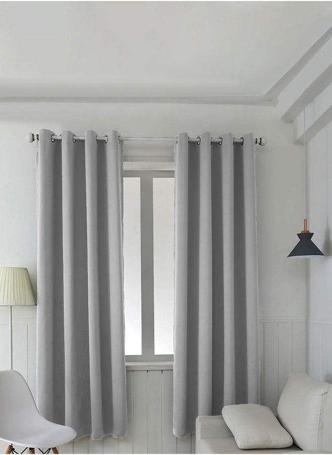 DUNISO 2 Pieces of Blackout curtains, household soundproof and heat insulating curtains，with perforated top, suitable for bedroom and living room, 132 * 240cm,grey  - Image 4