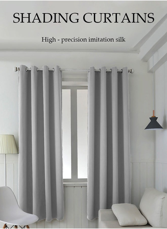 DUNISO 2 Pieces of Blackout curtains, household soundproof and heat insulating curtains，with perforated top, suitable for bedroom and living room, 132 * 240cm,grey  - Image 2