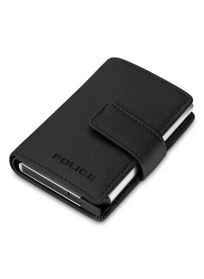 POLICE Javlon Vegan Leather & Alloy Men's Automatic Card Case, Rfid Safe