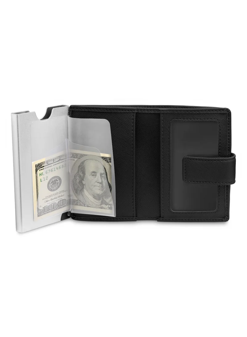 POLICE Javlon Vegan Leather & Alloy Men's Automatic Card Case, Rfid Safe