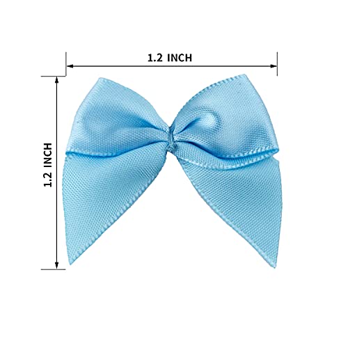 7Rainbows 50pcs Boutique Mini Light Blue Satin Ribbon Bows Flowers Appliques DIY Craft for Sewing Scrapbooking Wedding and Gift - Image 3