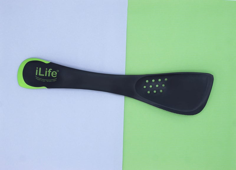 iLife Universal Tool 5-in-1 Utensil Slotted Solid Double Head Nylon Spoon Spatula Turner Colander Slicer Kitchen All-in One Space Saving, Grey - Image 2