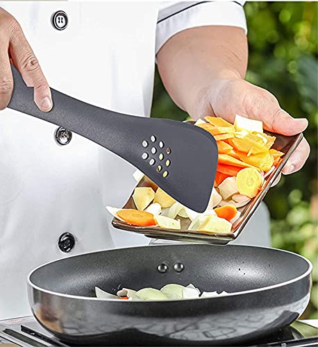 iLife Universal Tool 5-in-1 Utensil Slotted Solid Double Head Nylon Spoon Spatula Turner Colander Slicer Kitchen All-in One Space Saving, Grey - Image 5