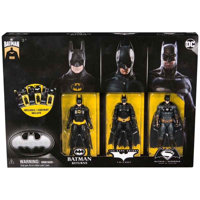 DC Comics, Batman 85th Special Edition Batman Action Figures 3-Pack, 4-inch, 85th Anniversary Collectible Kids Toys for Boys and Girls Ages 3 and Up - Image 2