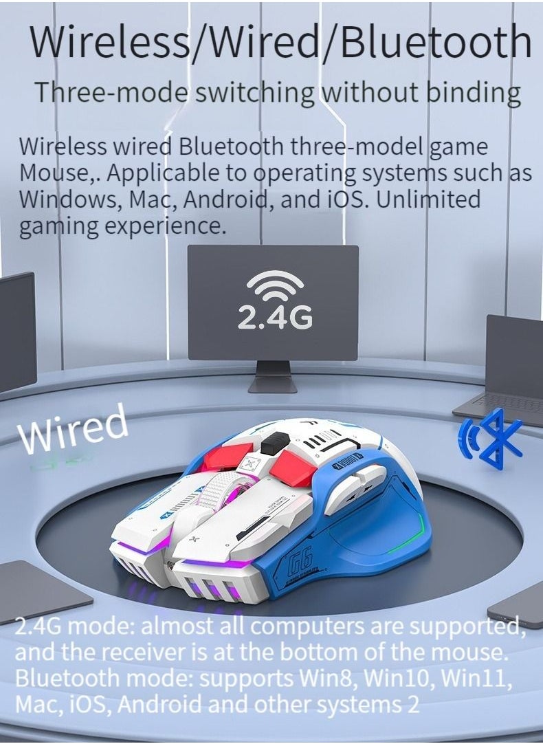 M MIAOYAN - M MIAOYANG6 Wireless Bluetooth Wired Three Modes Connection Mouse Glow Daily Work Game Desktop Computer Notebook Mechanical Mouse - Image 1