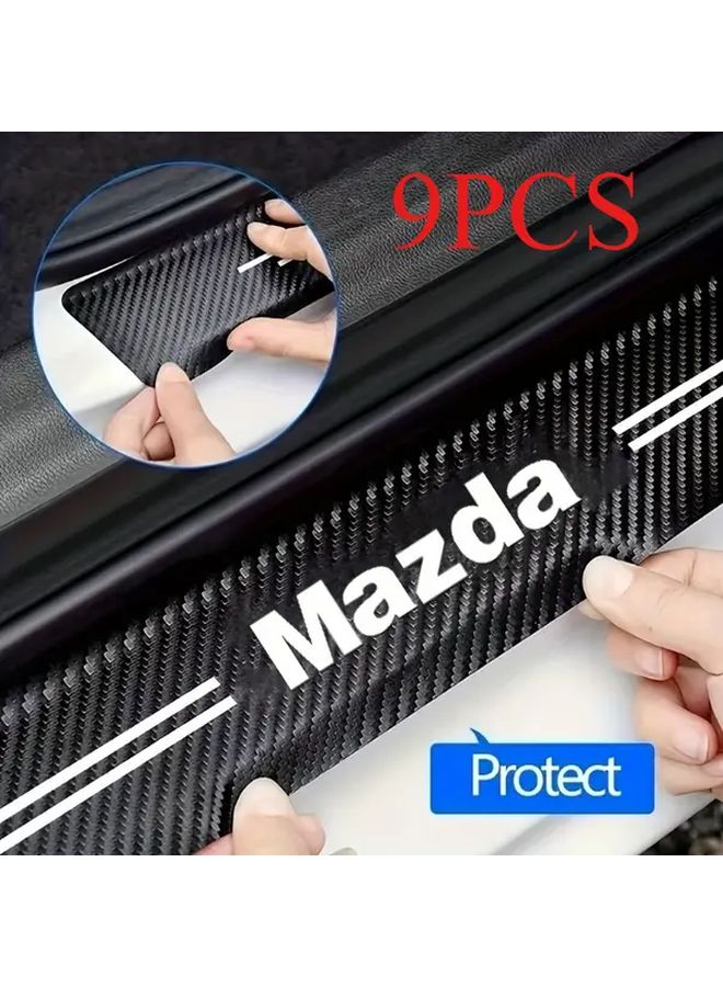9 Pcs MAZDA Car Threshold Protection Stickers Anti Tread Interior Decorative Strips - Image 1