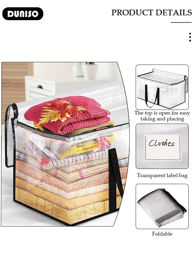 DUNISO 3 Pack Large Clear Moving Bags, Oversized Storage Bag with Backpack Straps, Double Zippers,Storage Totes For Space Saving, Fold Flat, Alternative to Moving Box, Sturdy Carrying Handles for Travel,College Moving Supplies,Bedding,Clothes  - Image 3