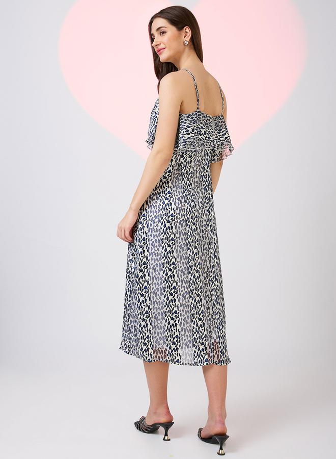 globus Leopard Printed V-Neck Strappy Midi Dress - Image 3