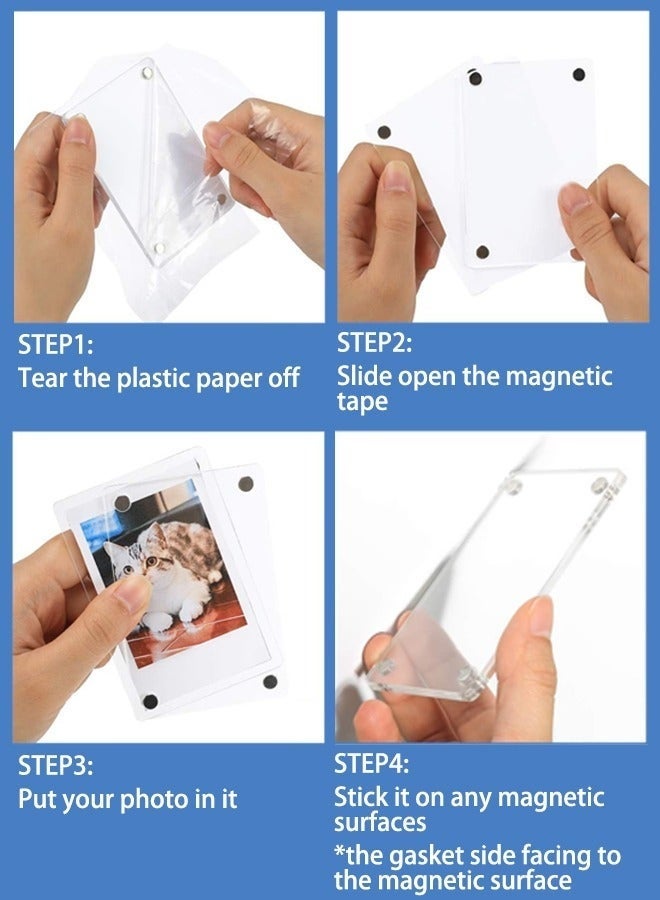Bukela 5 Pcs Magnetic Fridge Frame,Magnetic Acrylic Picture Frame,Clear Frameless Display Frame for Cards Memos Refrigerator and Office Cabinet Locker (6*9cm) - Image 3