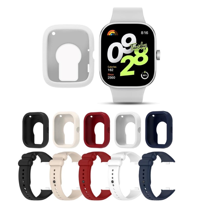 Pack of 5 Silicone Straps Compatible with Redmi Watch 4 / Xiaomi Band 8 Pro, Breathable Soft Sport Replacement Wristbands for Men Women - Image 2