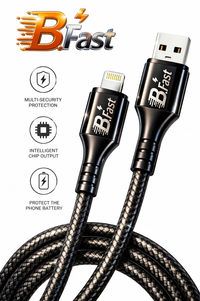 B.Fast iPhone Charging Cable - USB to Lightning Certified B.Fast Charging 12 Watt - Image 1