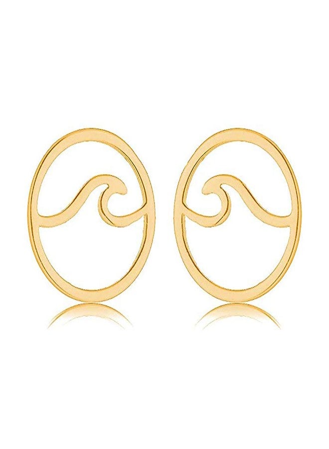 CSIYANJRY99 Wave Earrings for Women,Stainless Steel Round Sea Ocean Wave Stud Earrings Beach Summer Jewelry (Gold) - Image 1