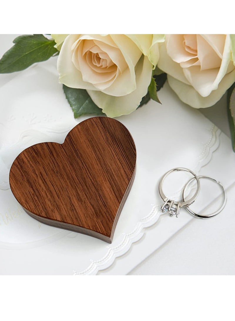 Custom Wooden Engagement Ring Box, Heart-Shaped Walnut Jewelry Storage Case, Personalized Proposal Ring Bearer Gift Box for Weddings and Special Occasions. - Image 4