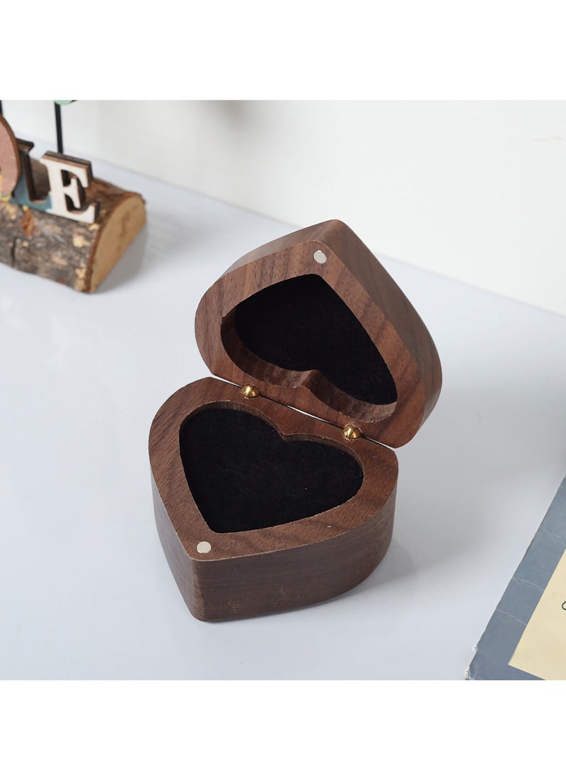 Custom Wooden Engagement Ring Box, Heart-Shaped Walnut Jewelry Storage Case, Personalized Proposal Ring Bearer Gift Box for Weddings and Special Occasions. - Image 5