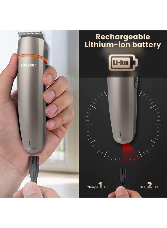 SONASHI 7in1 Rechargeable Hair Clipper  For HairBeardNoseEarBody  HighCapacity Battery And Fast Charging  Cordless and TravelFriendly Clipper  Power of 1000mA  SHC-1014U Metallic Grey 550grams - Image 4