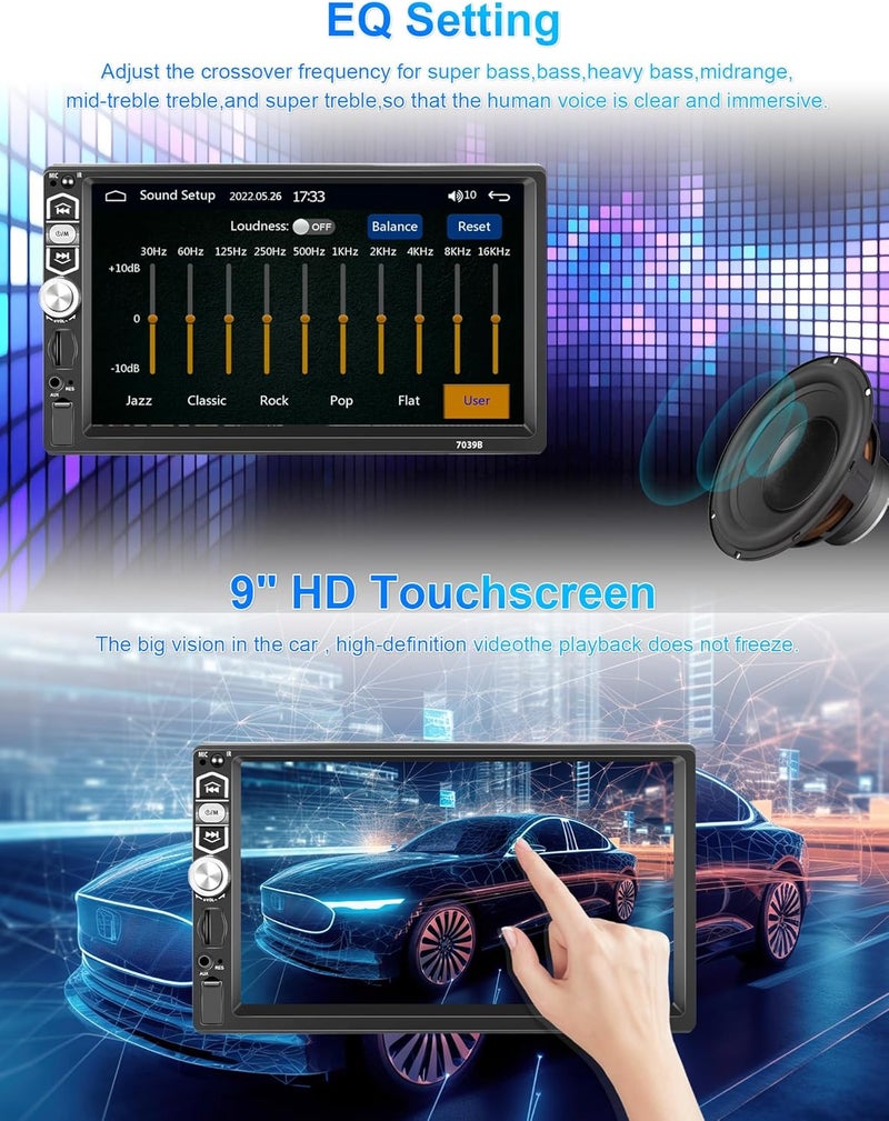 podofo Single Din Car Stereo with Apple Carplay, Android Auto, Bluetooth 5.1, 7 Inch HD Touchscreen, FM Radio, Backup Camera - Image 4