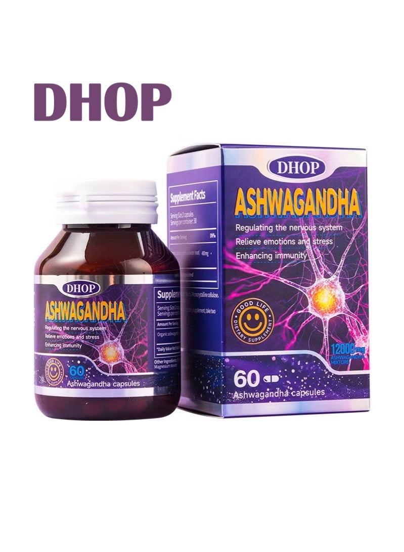 DHOP Ashwagandha Ashwagandha  Efficient prevention of depression Relieve Emotions And Stress Enhancing Immunity Improve Sleep Quality 60 CapsulesEfficient prevention of depression Relieve Emotions And Stress Enhancing Immunity Improve Sleep Quality 60 Capsules - Image 1