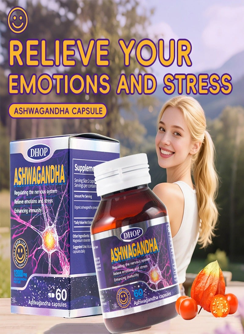 DHOP Ashwagandha Ashwagandha  Efficient prevention of depression Relieve Emotions And Stress Enhancing Immunity Improve Sleep Quality 60 CapsulesEfficient prevention of depression Relieve Emotions And Stress Enhancing Immunity Improve Sleep Quality 60 Capsules - Image 3
