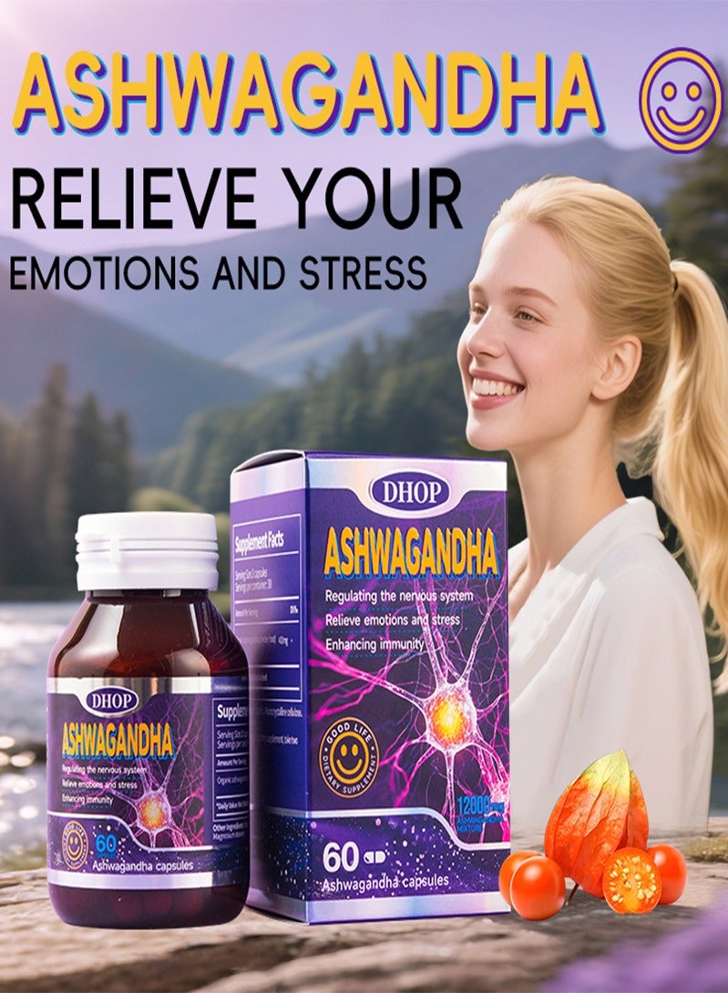DHOP Ashwagandha Ashwagandha  Efficient prevention of depression Relieve Emotions And Stress Enhancing Immunity Improve Sleep Quality 60 CapsulesEfficient prevention of depression Relieve Emotions And Stress Enhancing Immunity Improve Sleep Quality 60 Capsules - Image 2