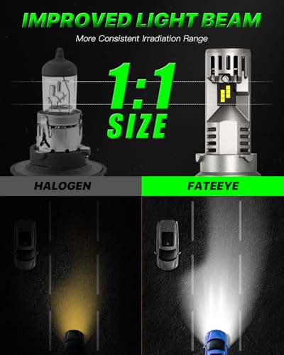 FateEye 9007 Fog Light Bulbs - 60000LM 6500K LED Light Bulb with Turbo Cooling Fan, 1:1 Size, Super Brightness, Non-Polarity, Plug and Play, Pack of 2 - Image 4