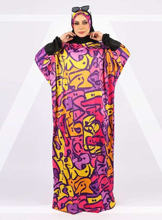 زمرد ثوب صلاة چيرسيه كويتي- مطبوع عملي مع غطاء الرأس  - Image 3